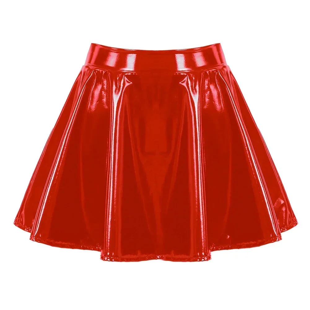 Mini-jupe patineuse sexy vinyle Cali