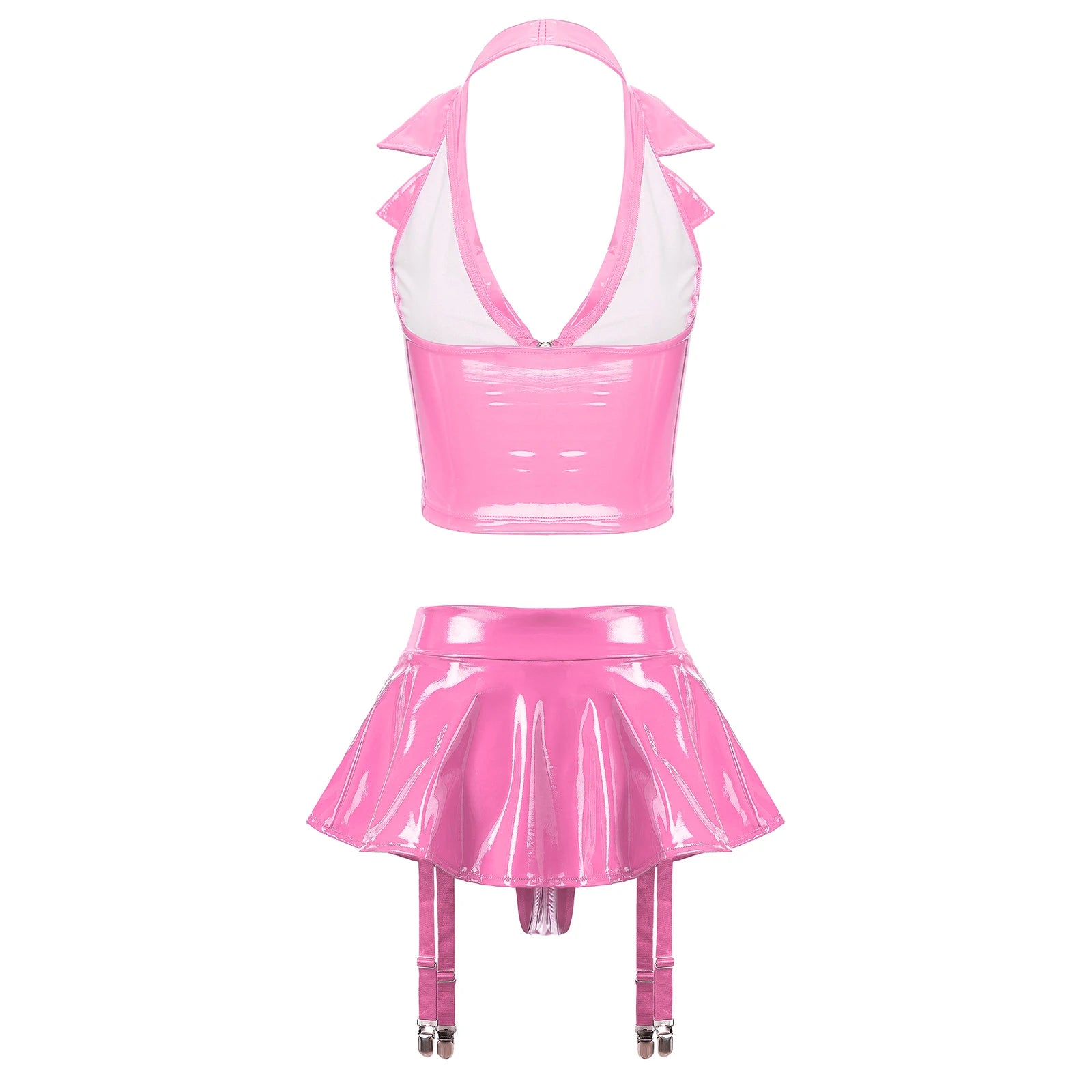 Lingerie latex sexy deux pièces jupe porte-jarretelles La Béatitude