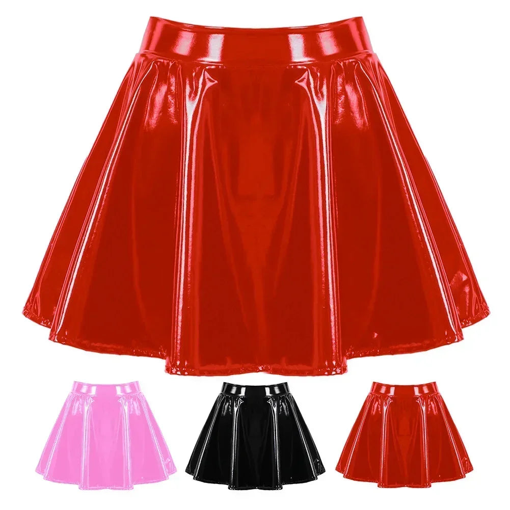 Mini-jupe patineuse sexy vinyle Cali