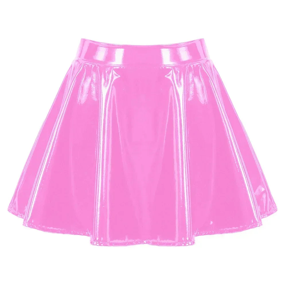 Mini-jupe patineuse sexy vinyle Cali