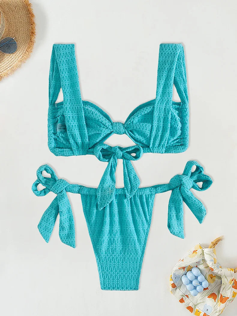 Bikini Push-Up Ficelle turquoise L'Azurée - Nuit Rouge