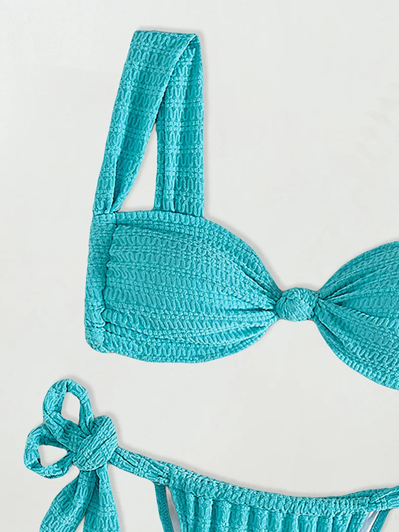 Bikini Push-Up Ficelle turquoise L'Azurée - Nuit Rouge