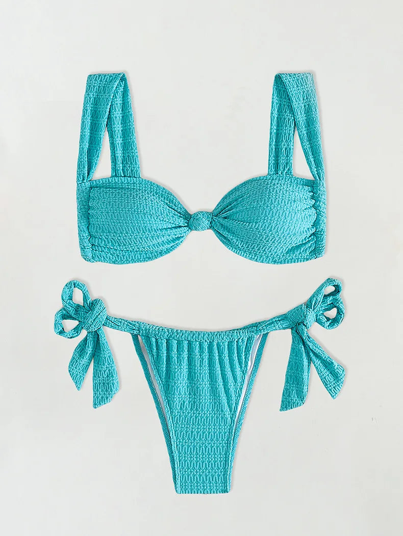 Bikini Push-Up Ficelle turquoise L'Azurée - Nuit Rouge