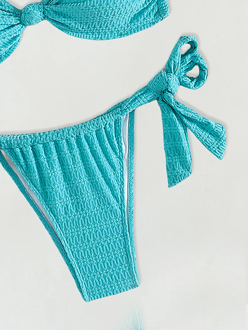 Bikini Push-Up Ficelle turquoise L'Azurée - Nuit Rouge