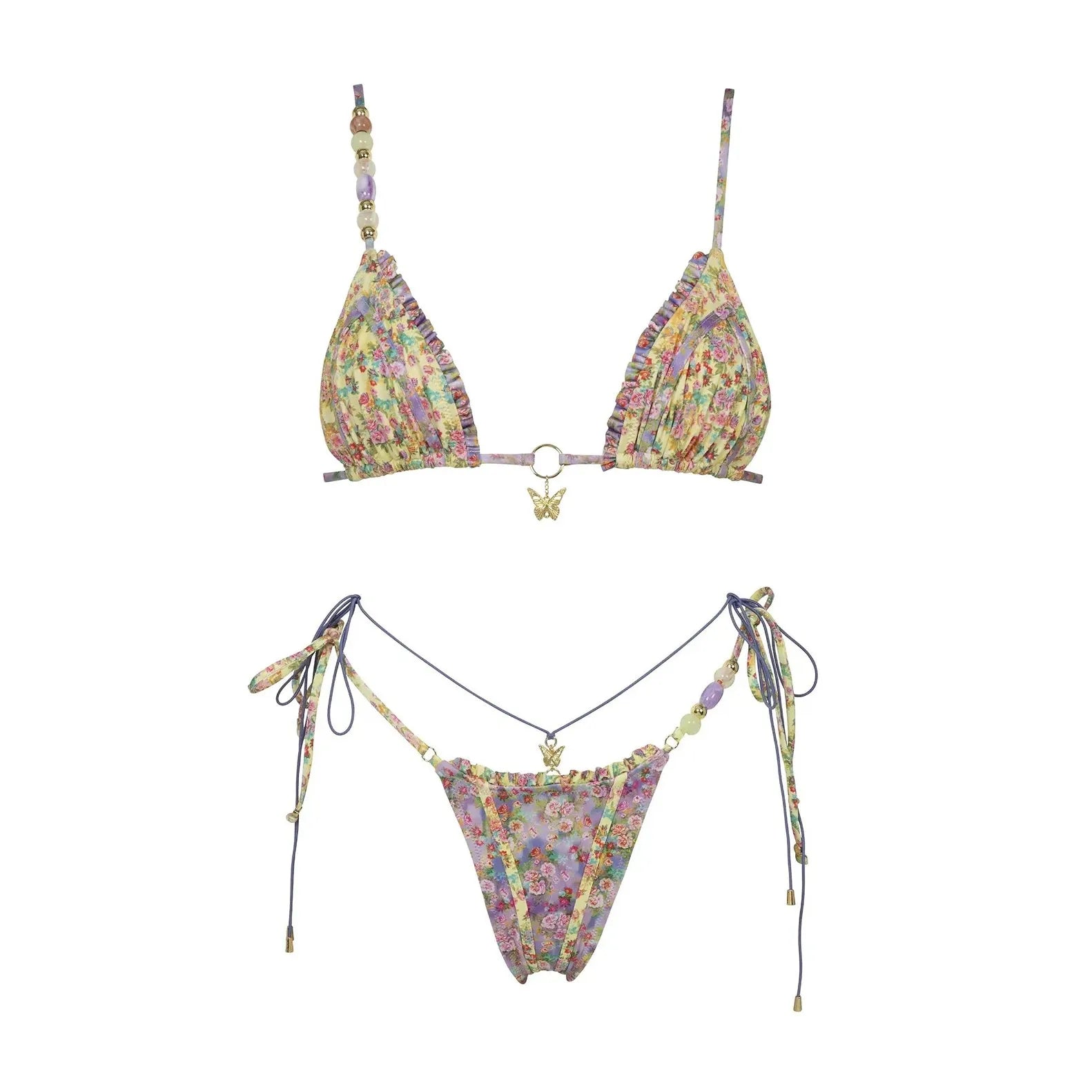 Bikini string fines ficelles triangle doré vintage bohême L'Évasion
