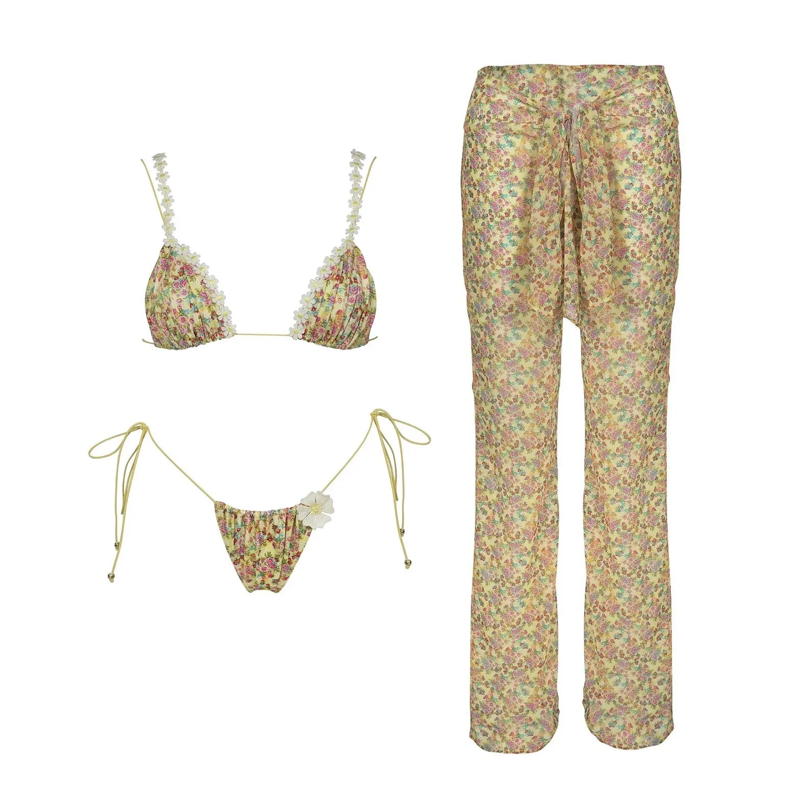 Bikini string fines ficelles triangle doré vintage bohême L'Évasion