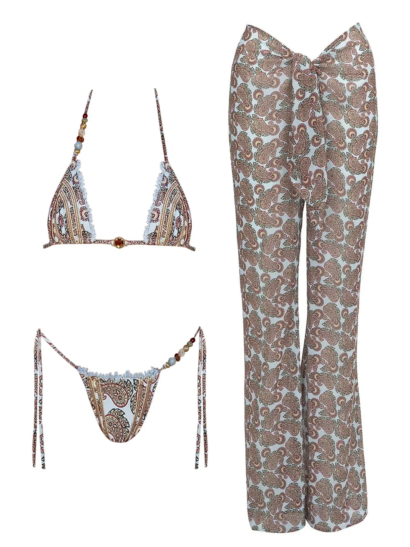 Bikini string fines ficelles triangle doré vintage bohême L'Évasion