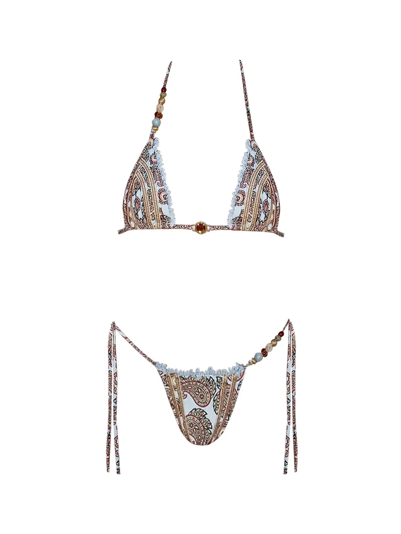 Bikini string fines ficelles triangle doré vintage bohême L'Évasion