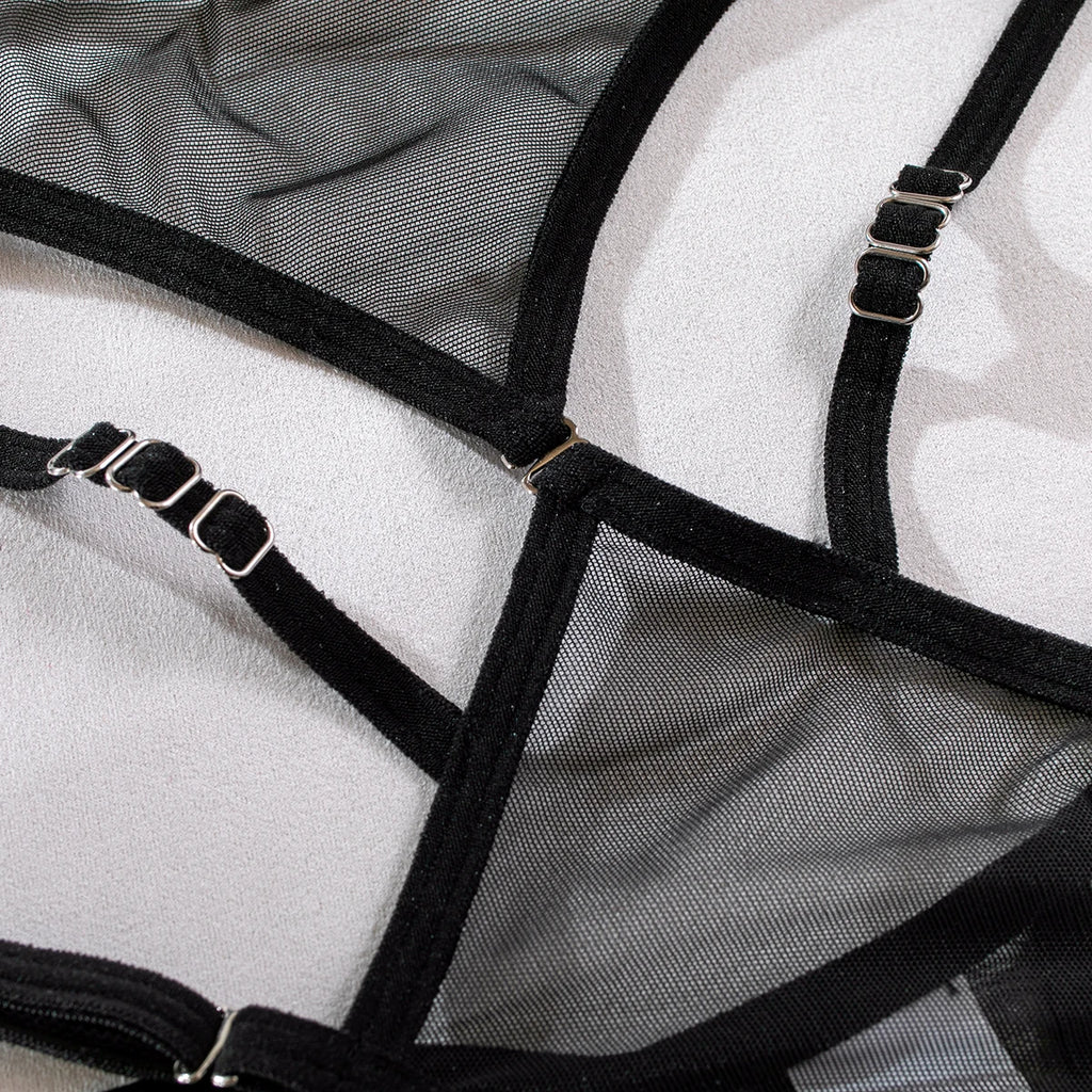 Ensemble Lingerie transparent Noir 4 Pièces La Nocturne Premium