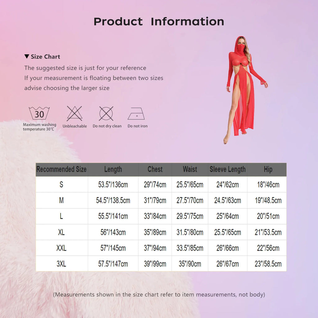 Robe longue sexy fendue à capuche Pharaon