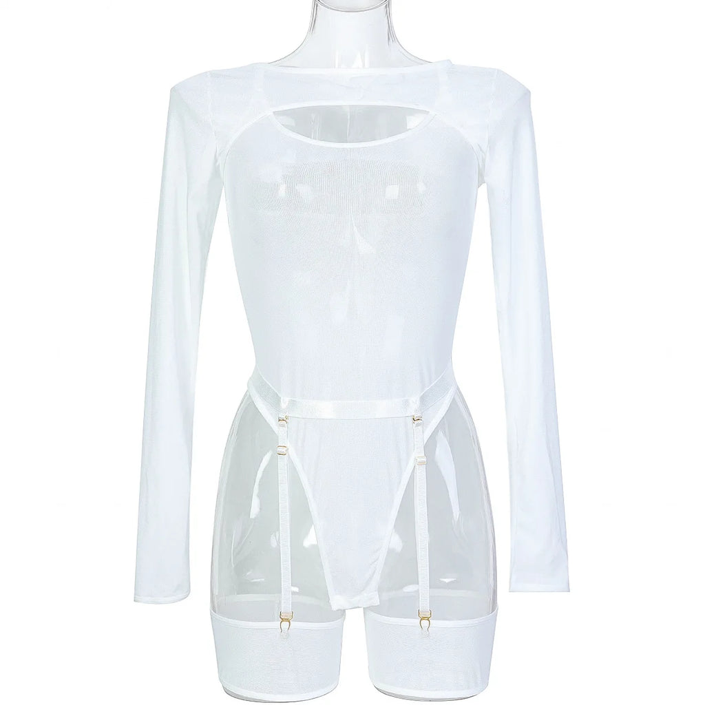 Body string transparent manches longues | L'Essentielle Lingerie Premium