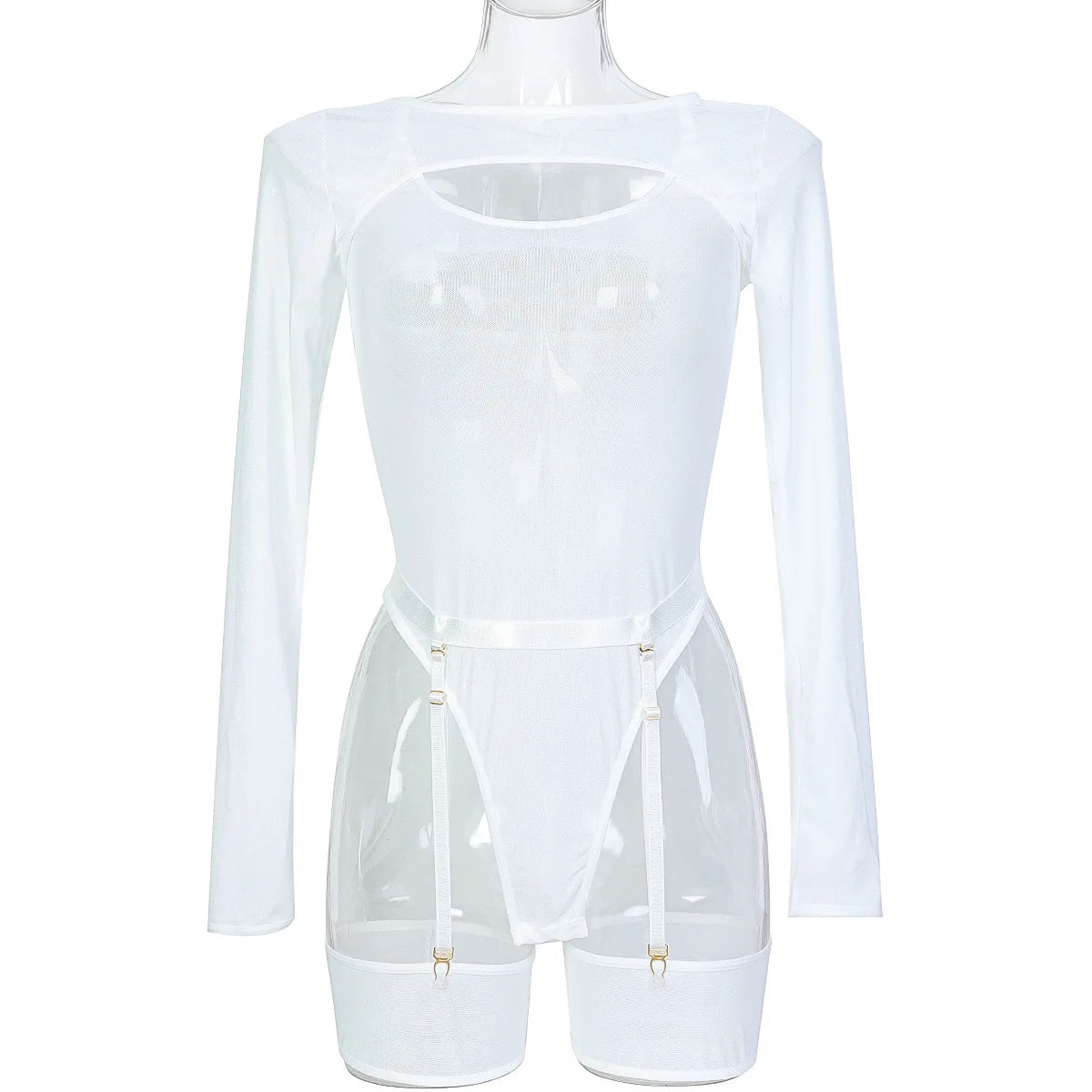 Body string transparent manches longues | L'Essentielle Lingerie Premium