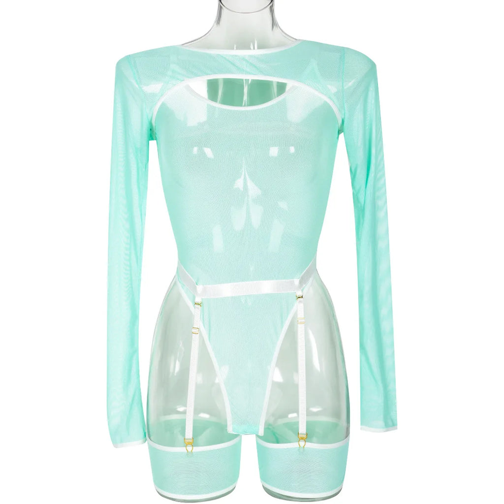 Body string transparent manches longues | L'Essentielle Lingerie Premium