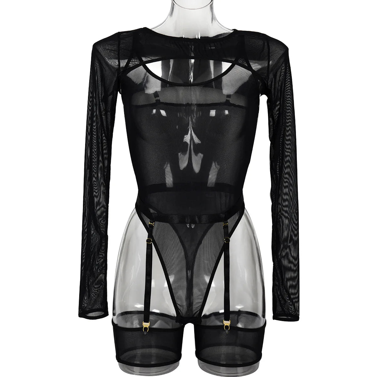 Body string transparent manches longues | L'Essentielle Lingerie Premium