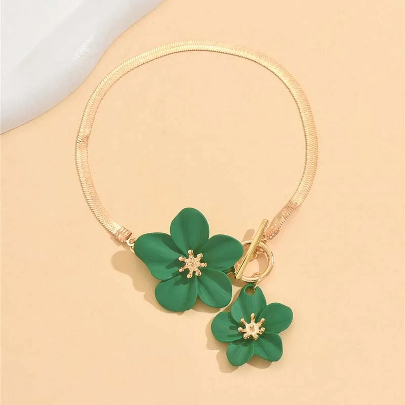 Bracelet bijou de cheville doré à fleurs Flora
