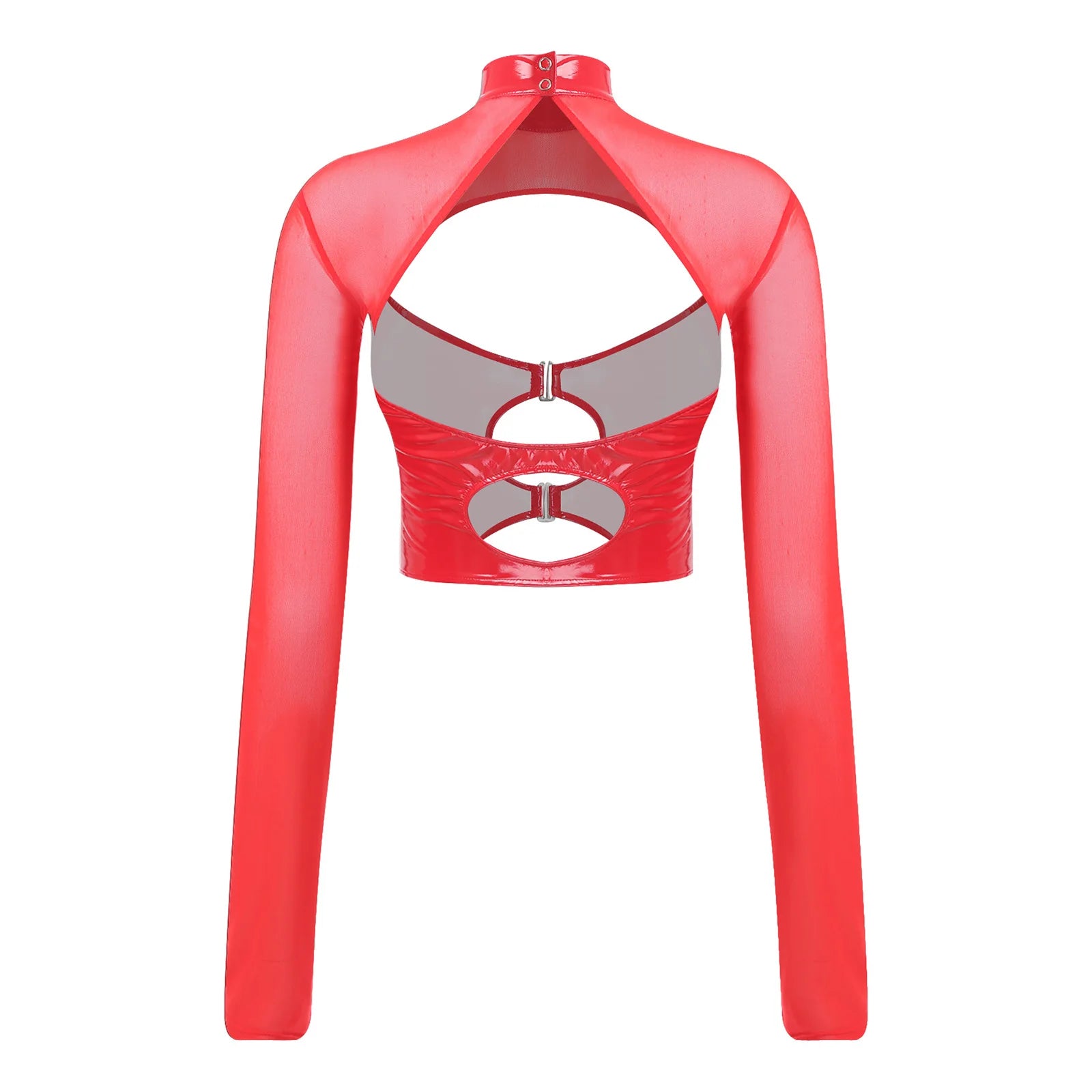 Top Maille Wet Look – Haut court manches longues effet mouillé Prisma