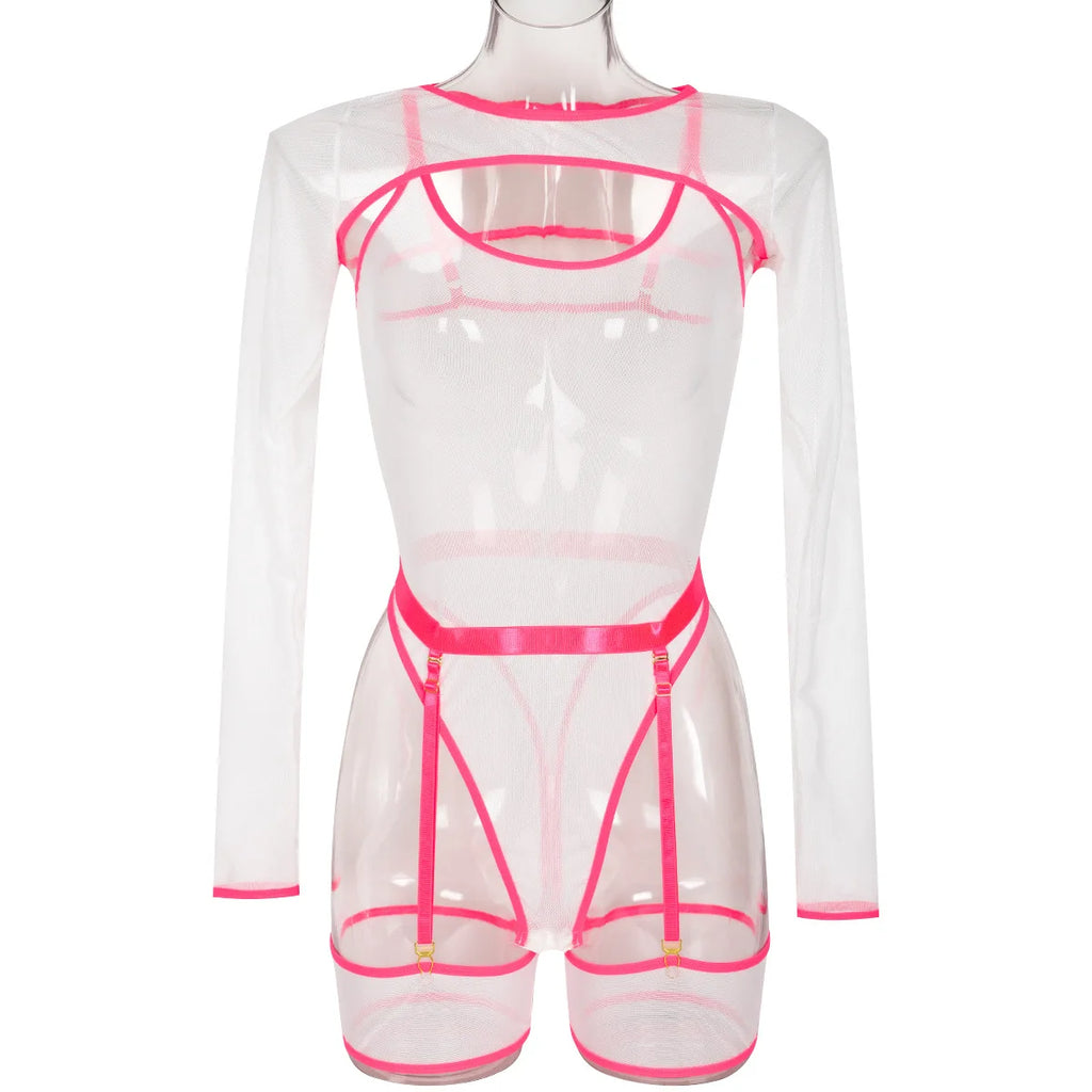 Body string transparent manches longues | L'Essentielle Lingerie Premium
