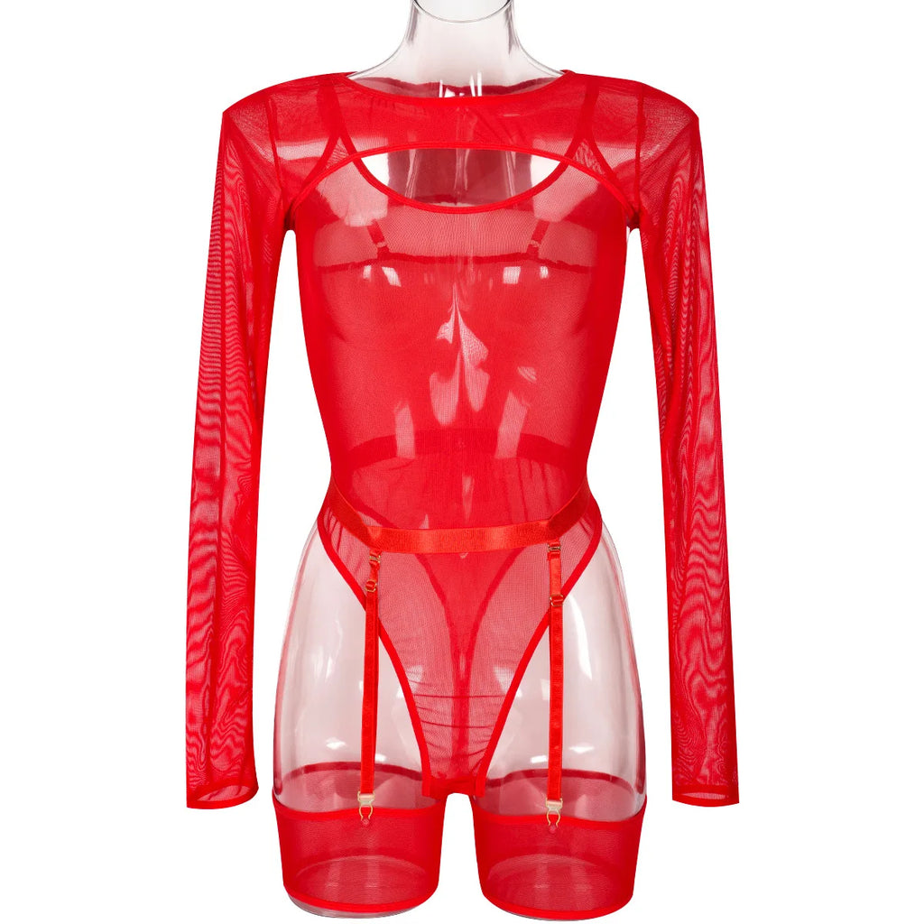 Body string transparent manches longues | L'Essentielle Lingerie Premium