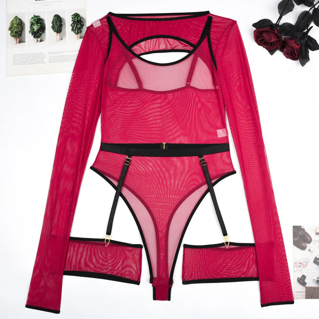 Body string transparent manches longues | L'Essentielle Lingerie Premium