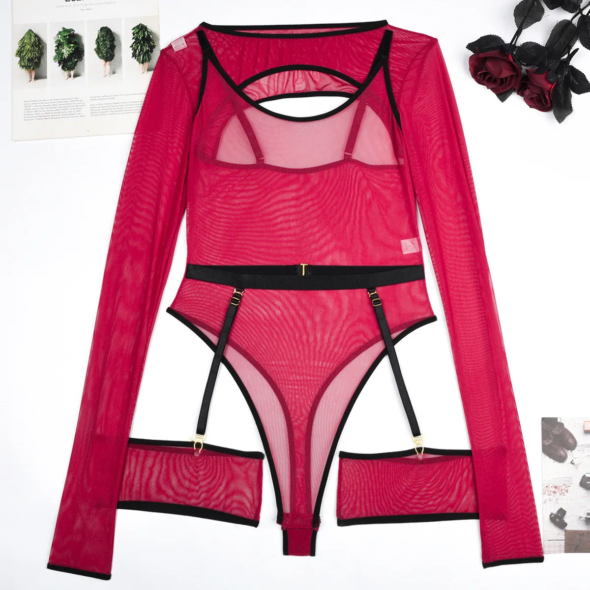 Body string transparent manches longues | L'Essentielle Lingerie Premium