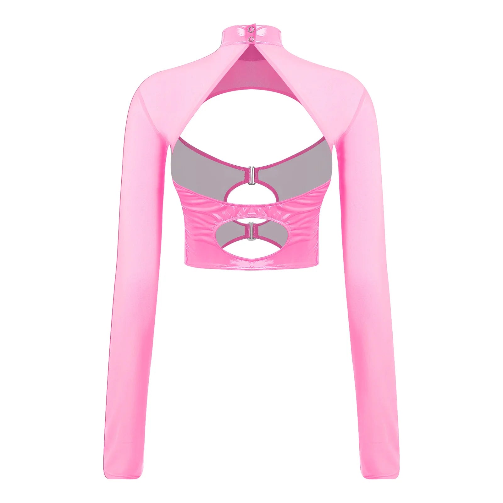 Top Maille Wet Look – Haut court manches longues effet mouillé Prisma