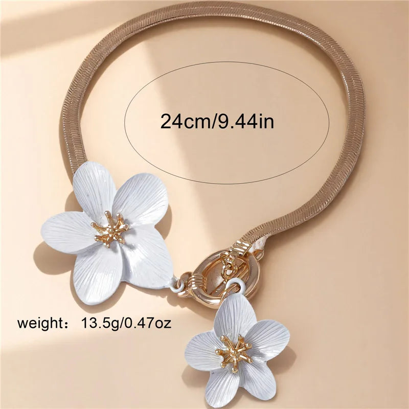 Bracelet bijou de cheville doré à fleurs Flora