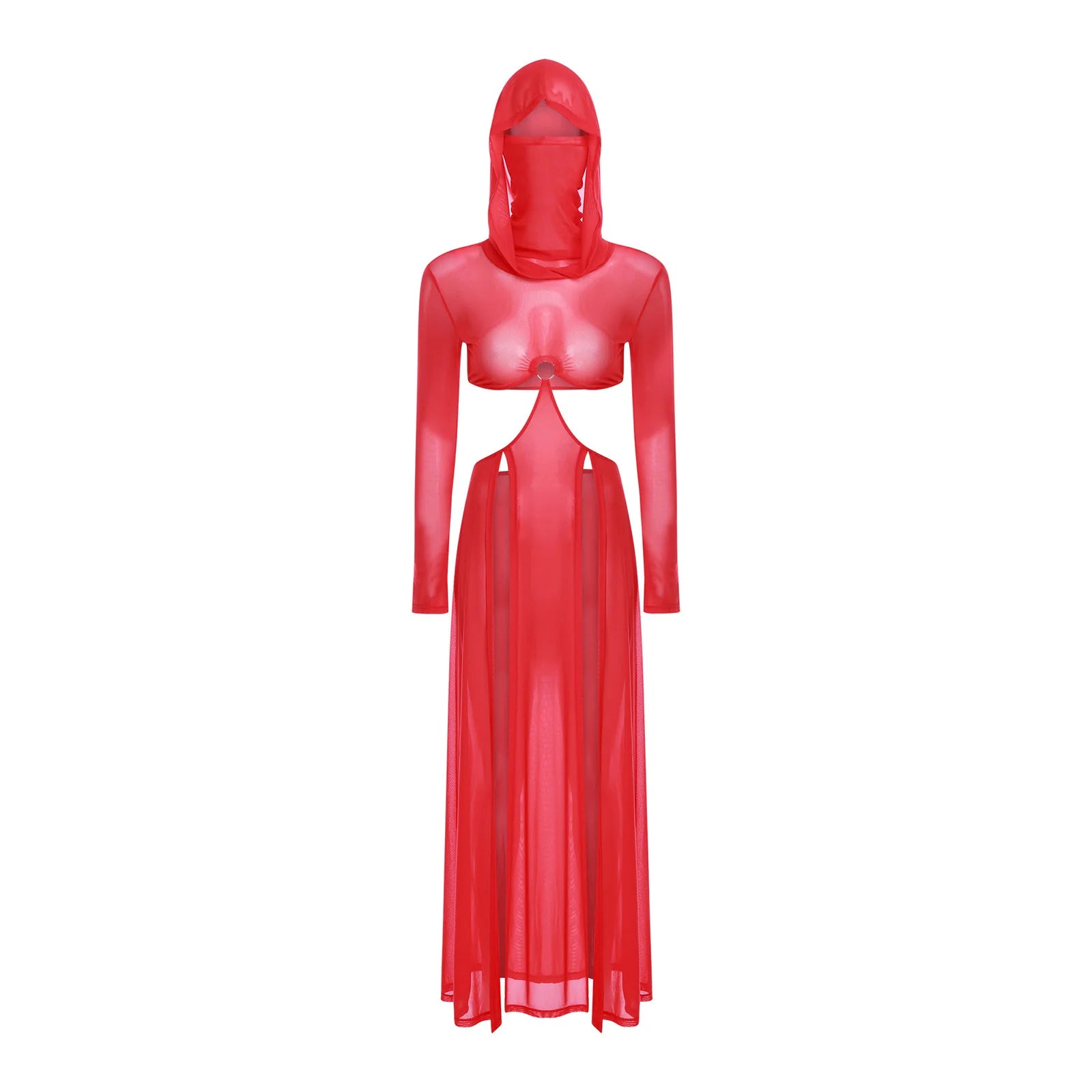 Robe longue sexy fendue à capuche Pharaon