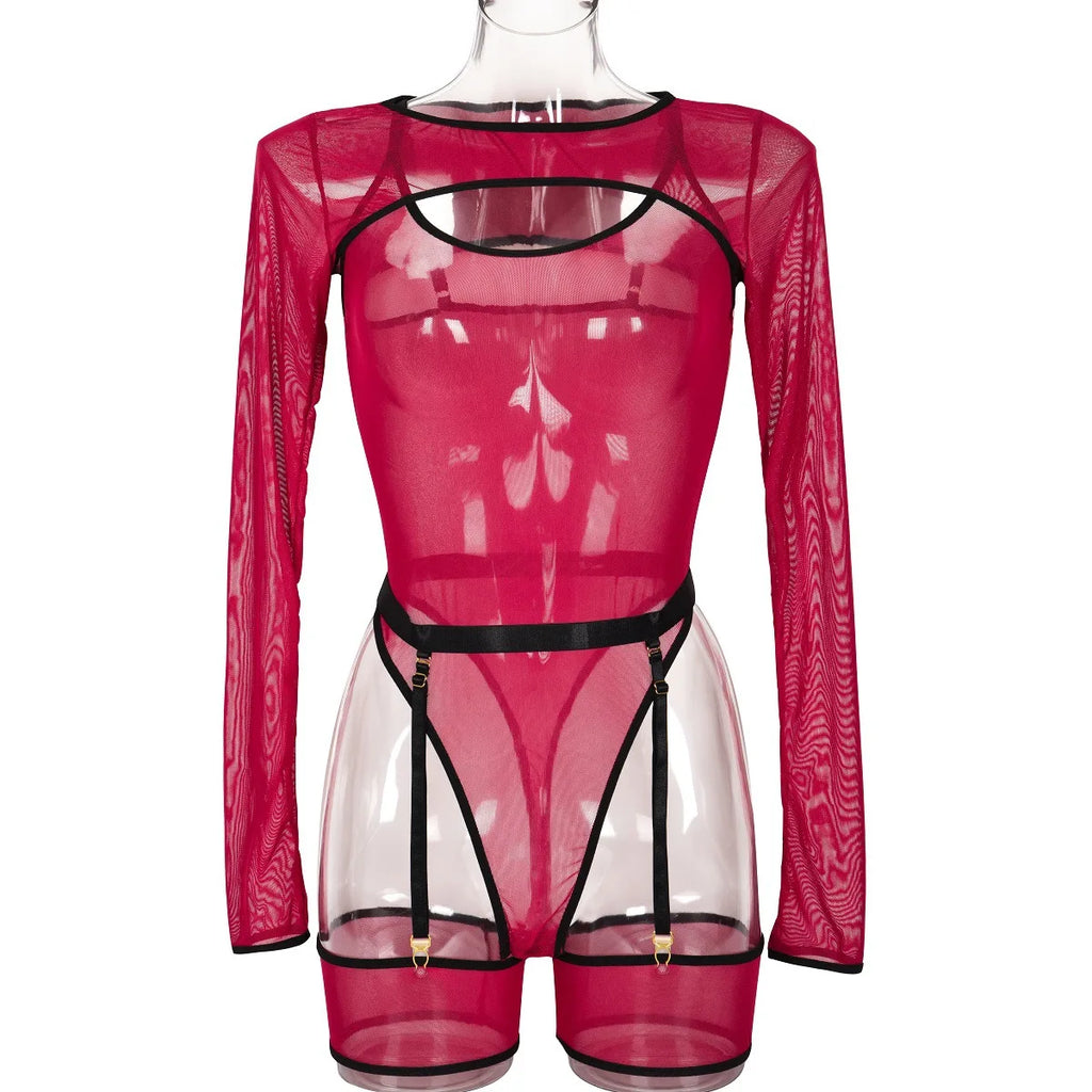 Body string transparent manches longues | L'Essentielle Lingerie Premium