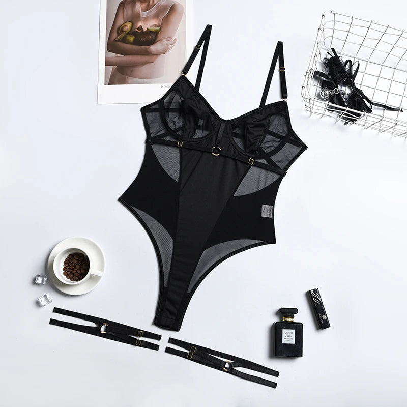 Body string noir semi transparent Incendiaire