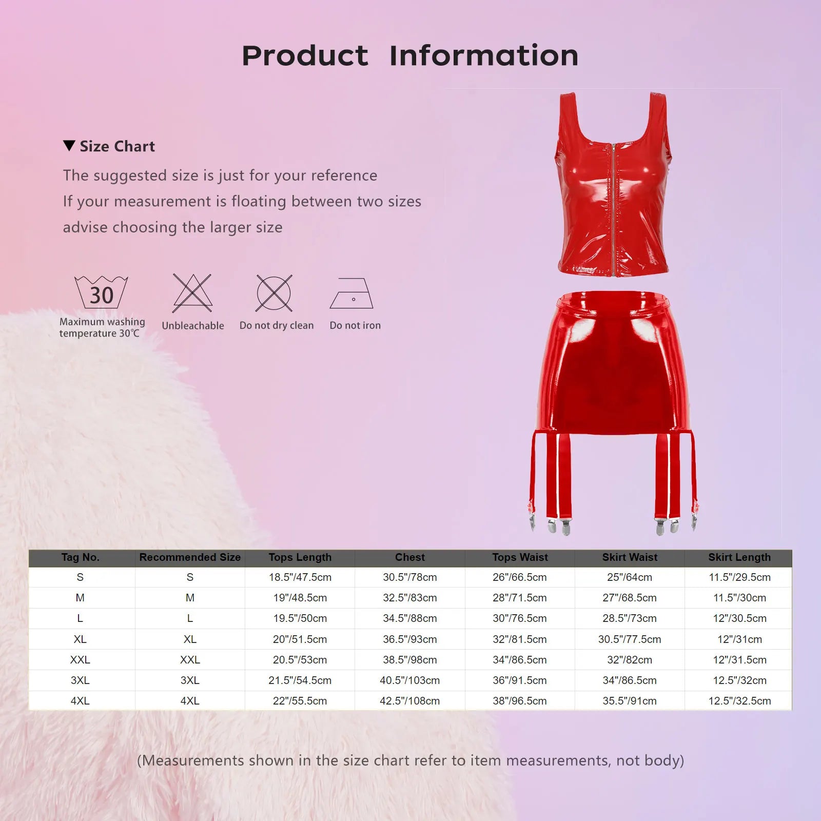 L'exigency faux latex lingerie set with pull-up top and garter belt