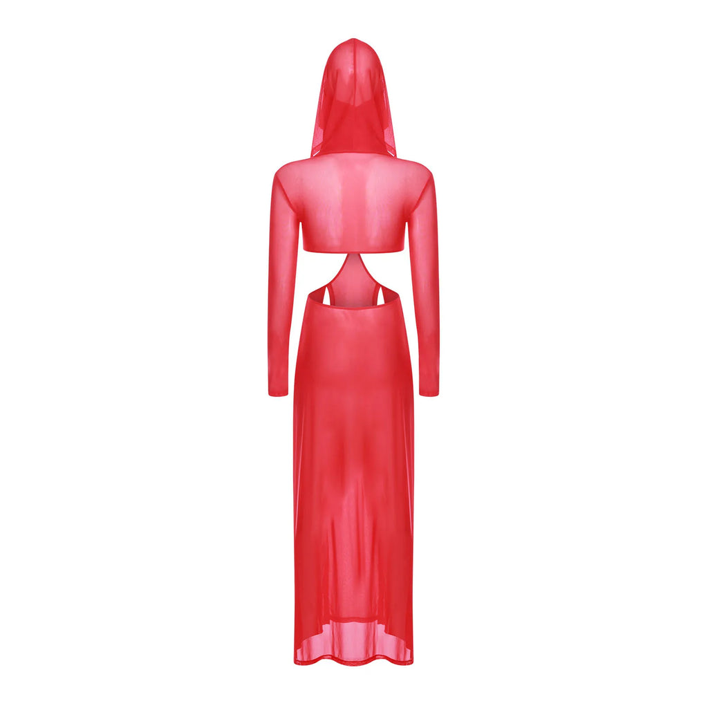 Robe longue sexy fendue à capuche Pharaon