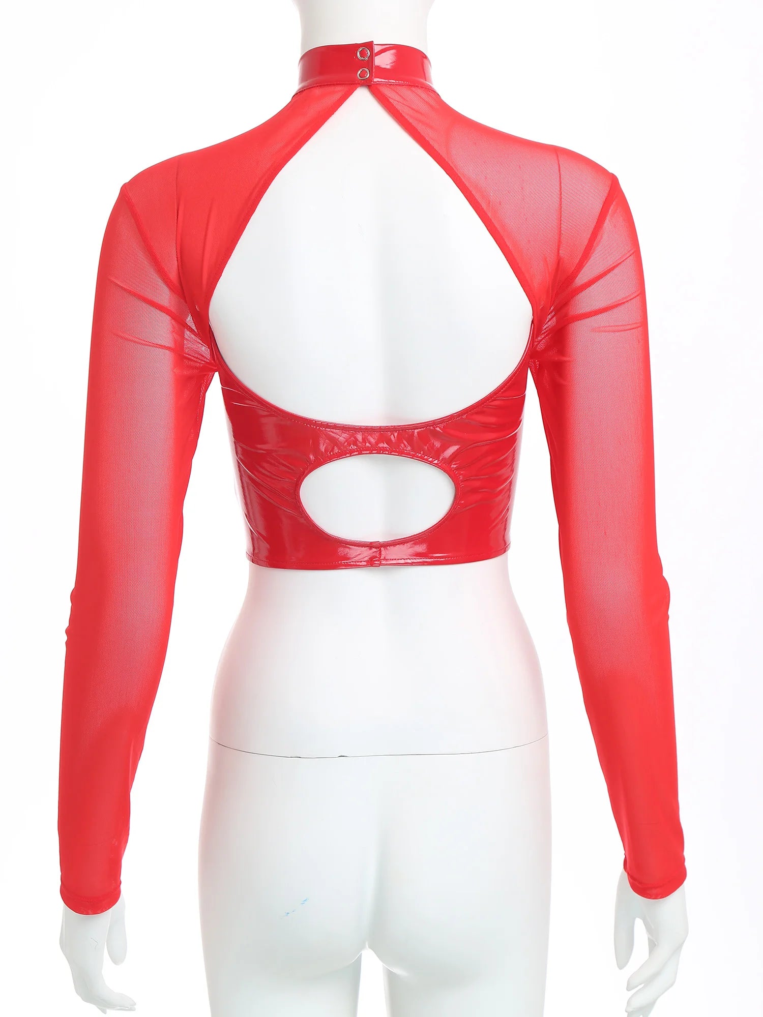 Top Maille Wet Look – Haut court manches longues effet mouillé Prisma