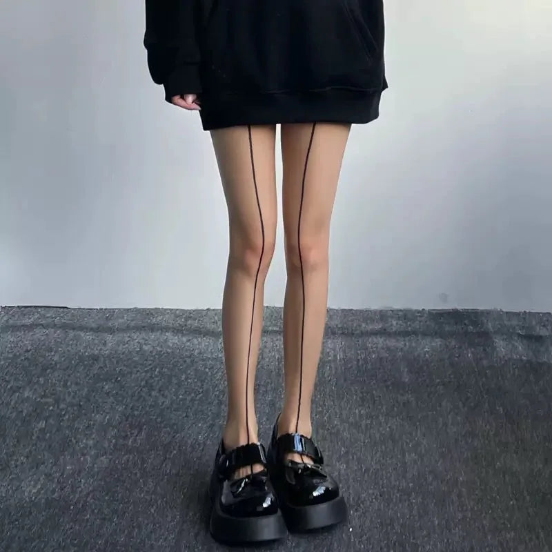 Collant noir à liseret fin Le Charleston